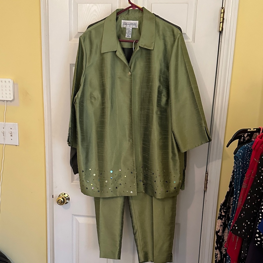Jessica Howard Sage Green Embellished Pantsuit